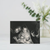 出生イエスヴァージンメアリーエンジェル白黒 シーズンポストカード (スタンド正面)