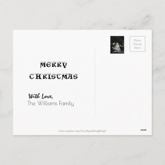 出生イエスヴァージンメアリーエンジェル白黒 シーズンポストカード (裏面)