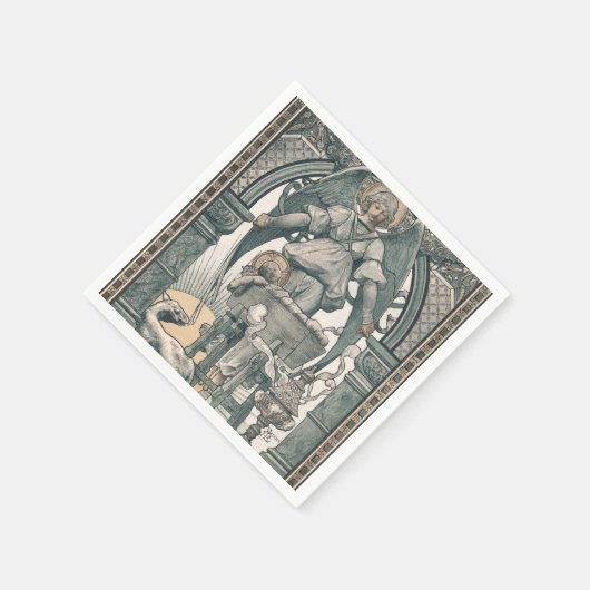 出生イエス誕生エンジェルヴィンテージクリスマス スタンダードカクテルナプキン (角)