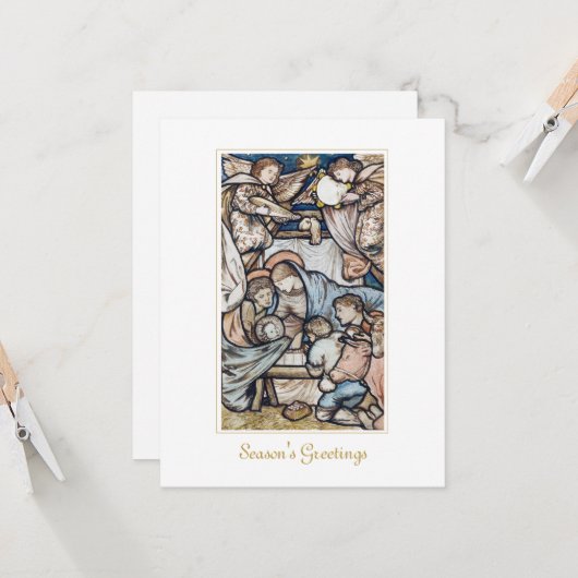 出生イエス誕生ヴィンテージクリスマスカード カード (正面/裏面インサイチュ)