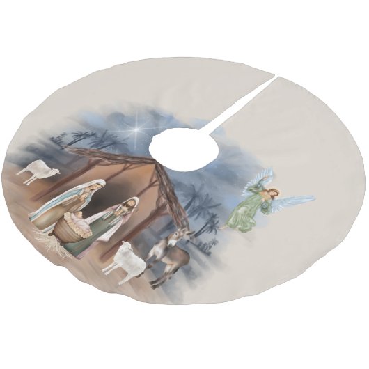 出生ウォーターカラーマンガーベビーイエス ブラッシュドポリエステルツリースカート (アングル)