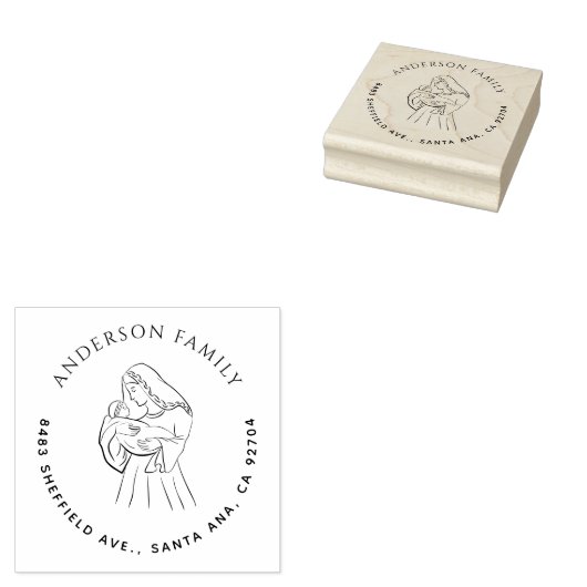 出生エレガントクリスマスファミリー差出人住所 ラバースタンプ (押印)