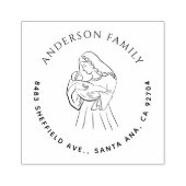 出生エレガントクリスマスファミリー差出人住所 ラバースタンプ (インプリント)