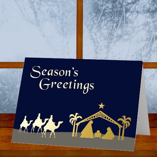 出生エレガントシーズンのクリスマスの挨拶 箔シーズンカード