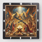 出生エンジェルズアドレキリスト スクエア壁時計 (正面)