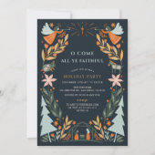 出生エンジェルズネイビーブルークリスマスホリデーパーティー 招待状 (正面)