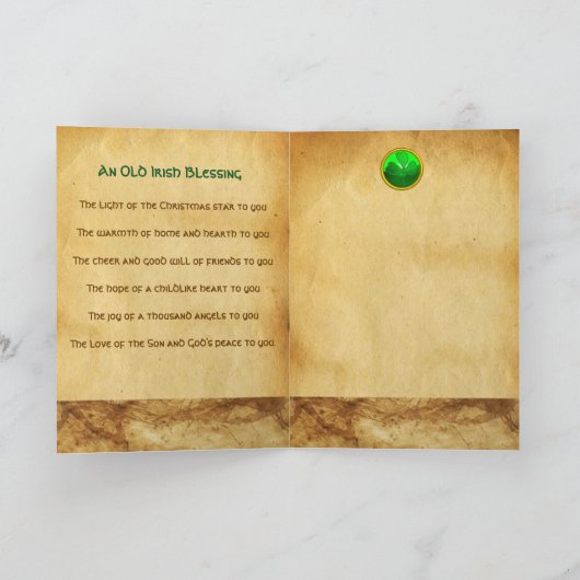 出生オールドアイリッシュ賛美クリスマス シーズンカード (内部)