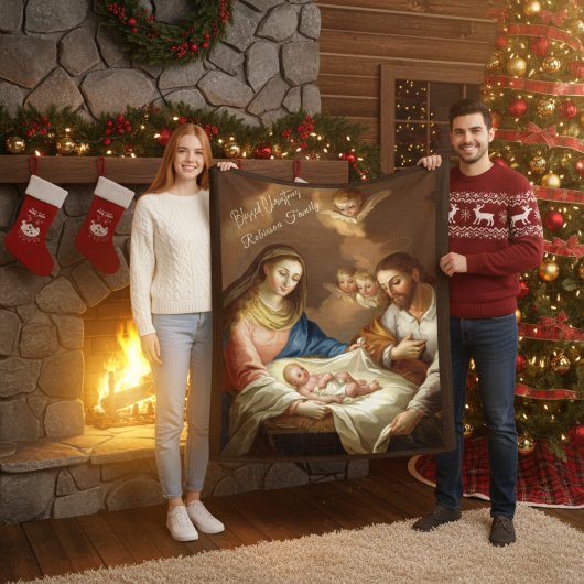 出生カスタムクリスマスシーン フリースブランケット