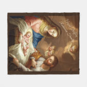 出生カスタムクリスマスシーン フリースブランケット (正面(横))