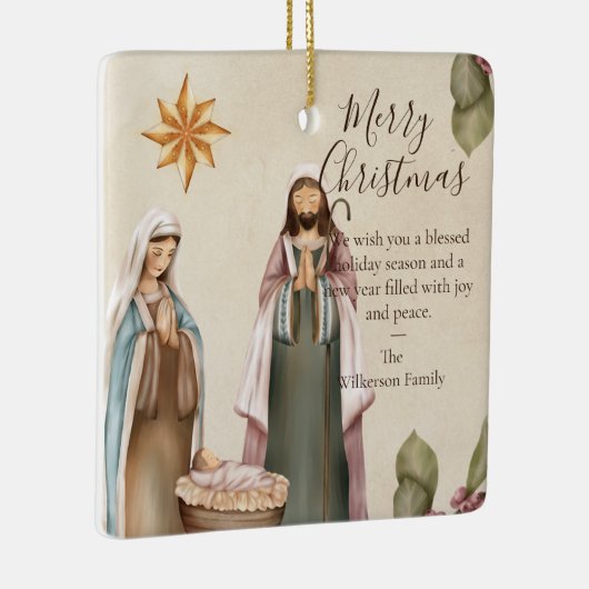 出生カスタムシーン宗教クリスマス引用文 セラミックオーナメント (右)