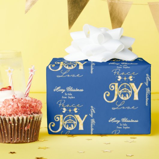 出生クリスチャンクリスマスB金ゴールドピースジョーラブ ラッピングペーパー (誕生日パーティー)