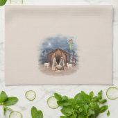 出生クリスマスウォーターカラーイエス キッチンタオル (折り畳み)