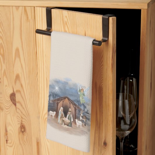 出生クリスマスウォーターカラーイエス キッチンタオル (三つ折り)