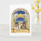 出生クリスマスカード、アーティストカード カード (黄色い花)