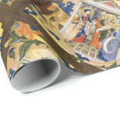 出生クリスマスパーチメントと赤い青の花 ラッピングペーパー (ロールコーナー)