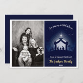 出生クリスマスフォトカード（ネイビーブルー） シーズンカード (正面/裏面)