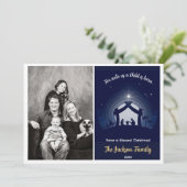 出生クリスマスフォトカード（ネイビーブルー） シーズンカード (スタンド正面)