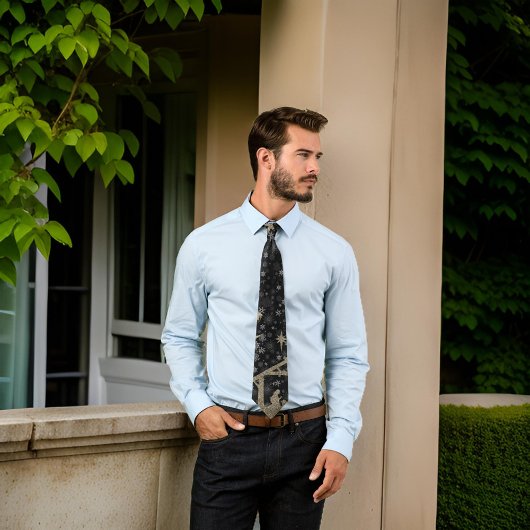 出生クリスマスブラック金ゴールドグリッターネクタイ ネクタイ