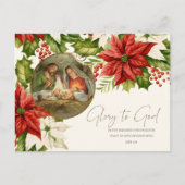 出生クリスマスポインセティアスメリークリスマス ポストカード (正面)