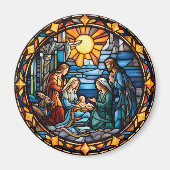 出生クリスマスマグネット染色ガラススタイル マグネット (正面)