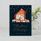 出生クリスマス恵みフォトバラ金ゴールド 箔シーズンカード (立ち正面)