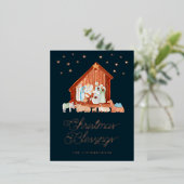 出生クリスマス恵みフォトバラ金ゴールド 箔シーズンポストカード (立ち正面)