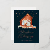 出生クリスマス恵みフォトバラ金ゴールド 箔シーズンポストカード (正面/裏面)