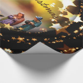 出生クリブヴァージンメアリーイエズクリスマススターズ ラッピングペーパー (角)