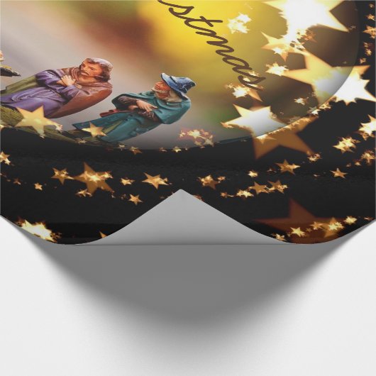 出生クリブヴァージンメアリーイエズクリスマススターズ ラッピングペーパー (角)