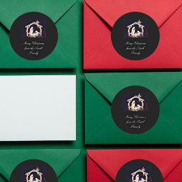 出生シンプルクリスマスステッカー ラウンドシール