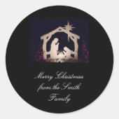 出生シンプルクリスマスステッカー ラウンドシール (正面)