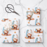 出生シンプルシーンMary Joseph Jesus Christmas ラッピングペーパーシート<br><div class="desc">出生シンプルシーンMary Joseph Jesus Christmas。フェスティバルの包み込みミニマルな出生シーンのパターンで、マリア、ヨセフ、ベビーイエスがマンガーに入り、ベツレヘムの星が上に。</div>