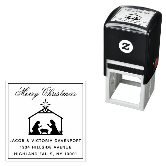 出生シンプル宗教的なクリスマス差出人住所 セルフインキングスタンプ (インサイチュ)