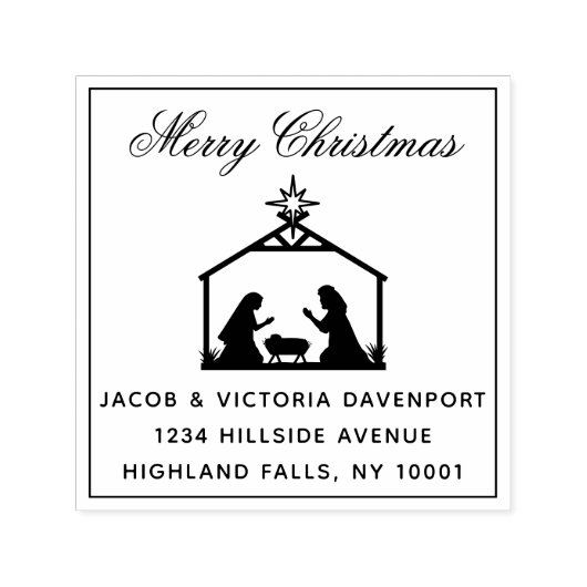 出生シンプル宗教的なクリスマス差出人住所 セルフインキングスタンプ (デザイン)