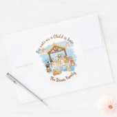 出生シール(クリスマス聖家族かわいい) ラウンドシール (封筒)