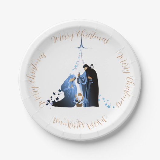 出生シーンとクリスマスの挨拶 ペーパープレート (正面)
