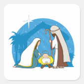 出生シーンとマリヨセフとベビーイエス スクエアシール (正面)