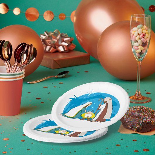 出生シーンとマリヨセフとベビーイエス ペーパープレート