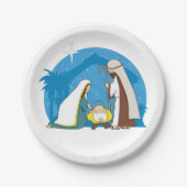 出生シーンとマリヨセフとベビーイエス ペーパープレート (正面)