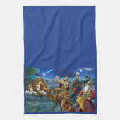 出生シーンと賢い男性クリスマスホリデー キッチンタオル (縦)