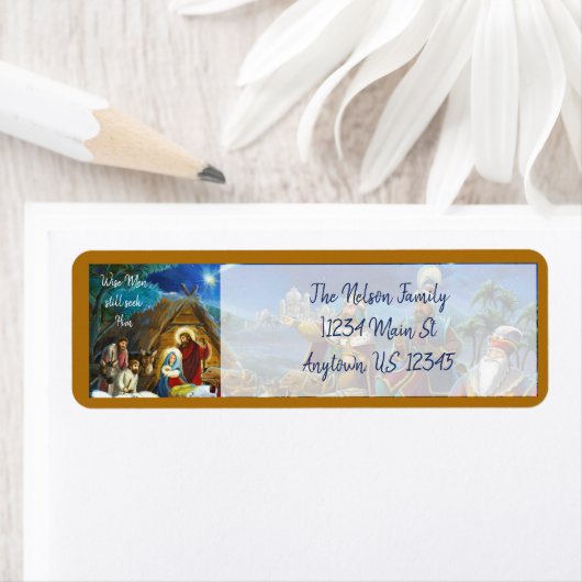 出生シーンと賢い男性クリスマスホリデー ラベル (インサイチュ)