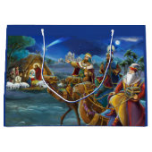 出生シーンと賢い男性クリスマスホリデー ラージペーパーバッグ (正面)