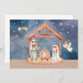 出生シーンのクリスマスカード 招待状 (正面/裏面)