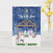 出生シーンのクリスマスグリーティングカード カード (黄色い花)