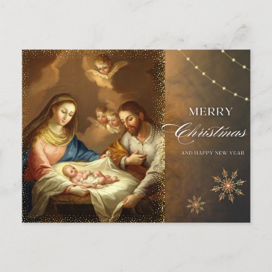 出生シーンのクリスマスグリーティング シーズンポストカード (正面)