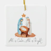 出生シーンのスクリプトすべて穏やかなクリスマス セラミックオーナメント (正面)