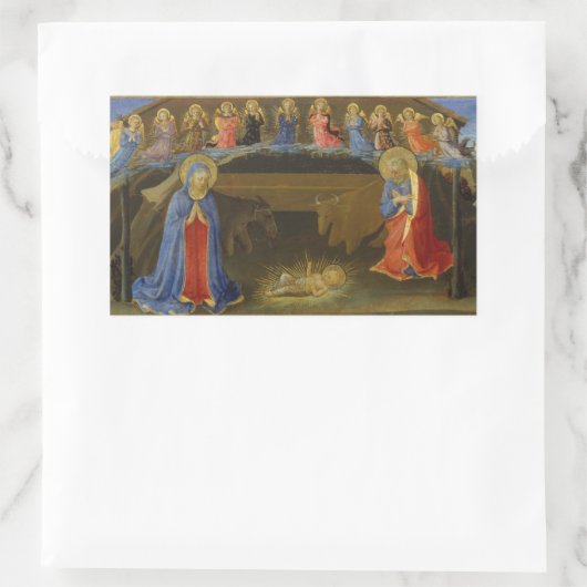 出生シーンキリストチャイルドホーリーファミリーエンジェル 長方形シール (バッグ)