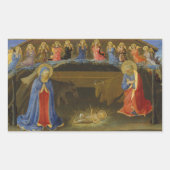 出生シーンキリストチャイルドホーリーファミリーエンジェル 長方形シール (正面)