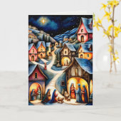 出生シーンキリスト教のクリスマスの願い カード (黄色い花)