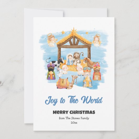 出生シーンクリスマスカードノンフォトホリデー シーズンカード (正面)